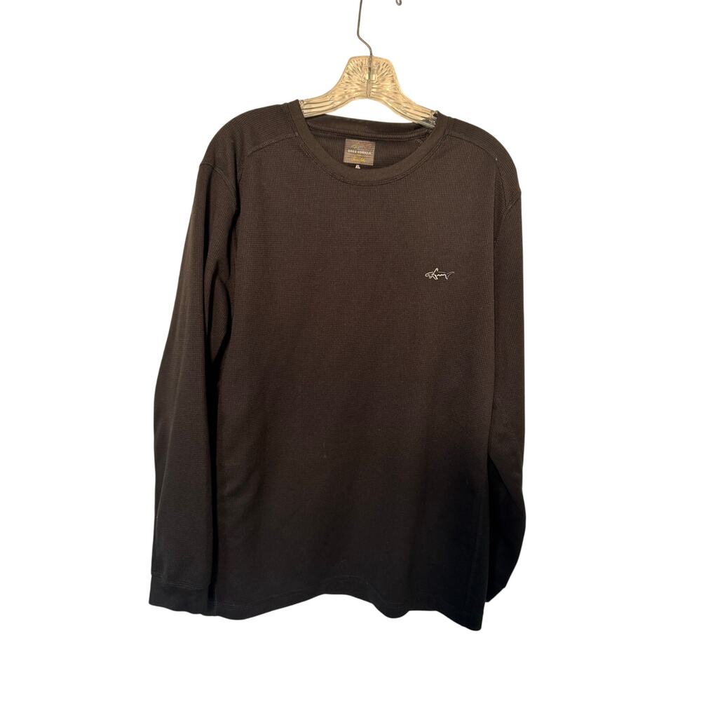 Greg Norman for Tasso Elba Mens Long Sleeve Thermal Size XL Black Shark Logo